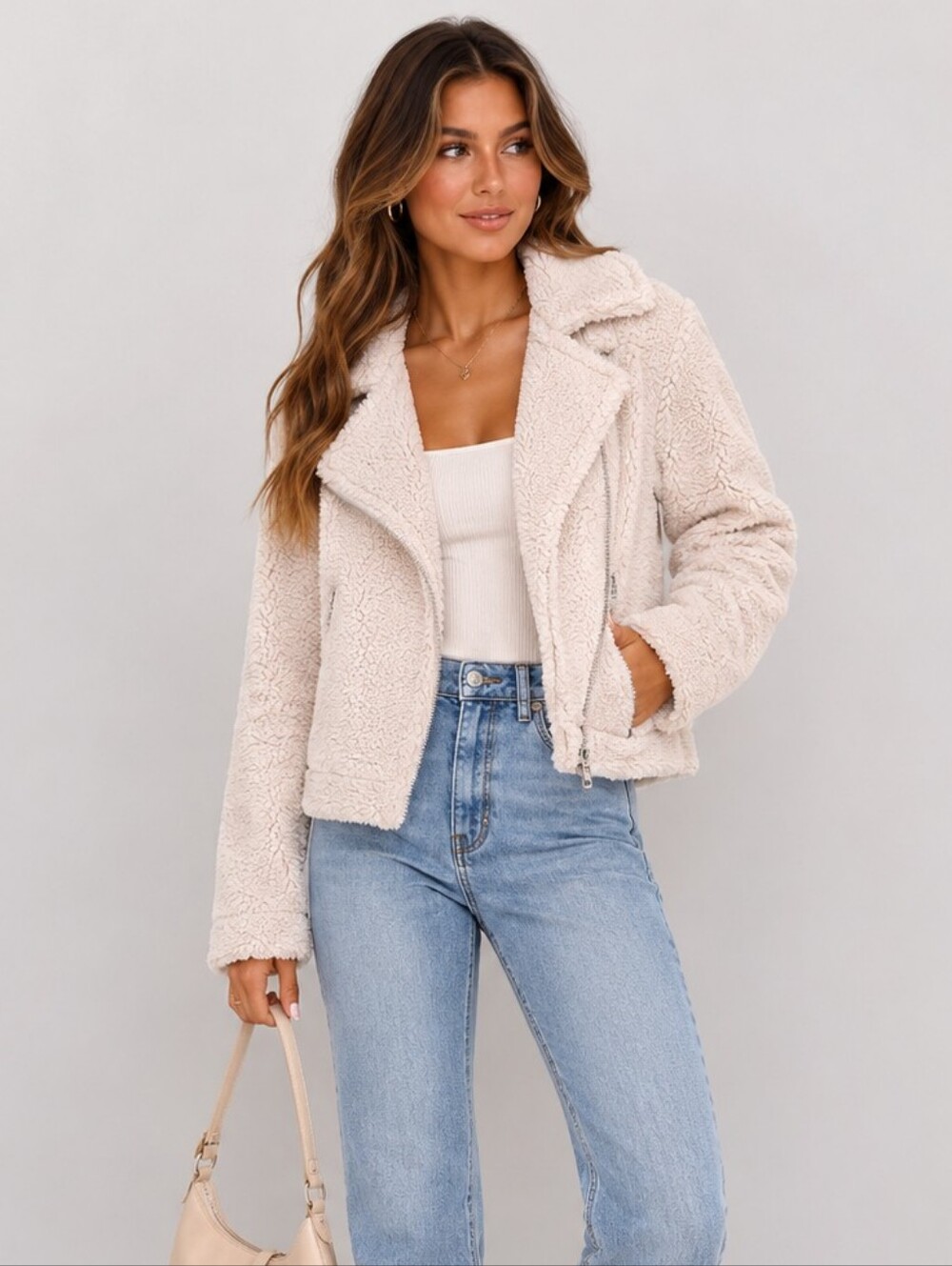 Urban outfitters white sherpa cozy teddy jacket